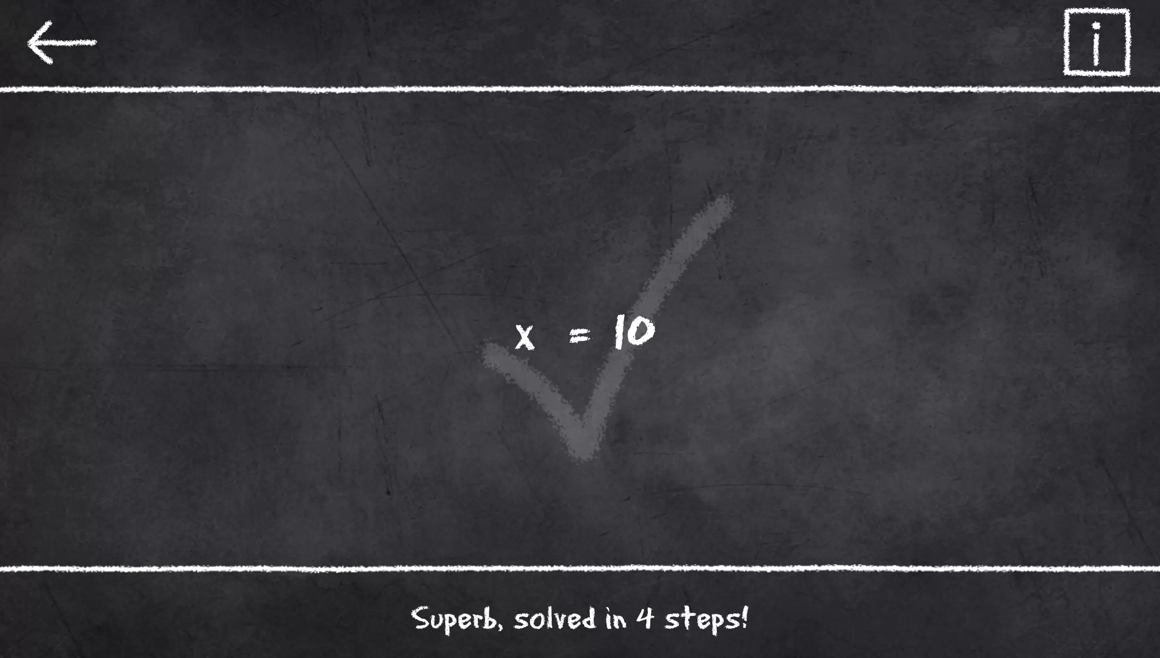 Schermata x=1: Learn to solve equations 1