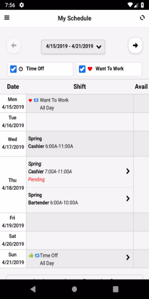 Radar Schedules Screenshot 2