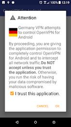 Germany VPN-Plugin for OpenVPN スクリーンショット 3