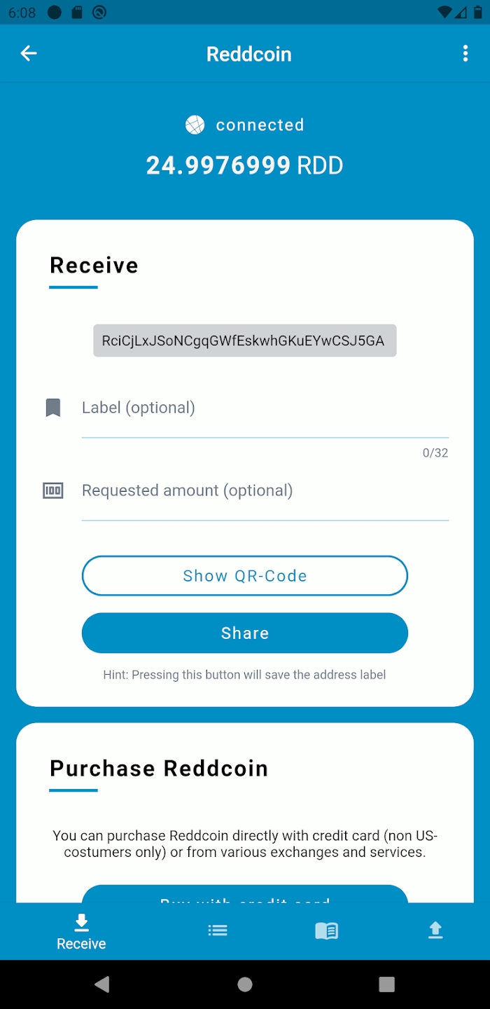 Reddcoin Mobile Wallet Ekran Görüntüsü 3