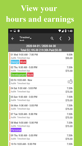 Timesheet – Work Hours Tracker ဖန်သားပြင်ဓာတ်ပုံ 3