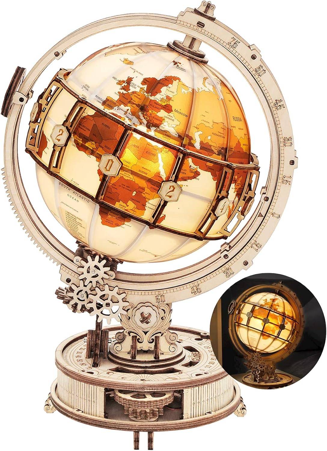 ROKR 3D Wooden Puzzle Illuminated Globe