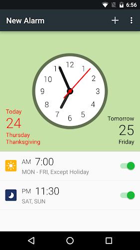 Alarm: Clock with Holidays Screenshot 1