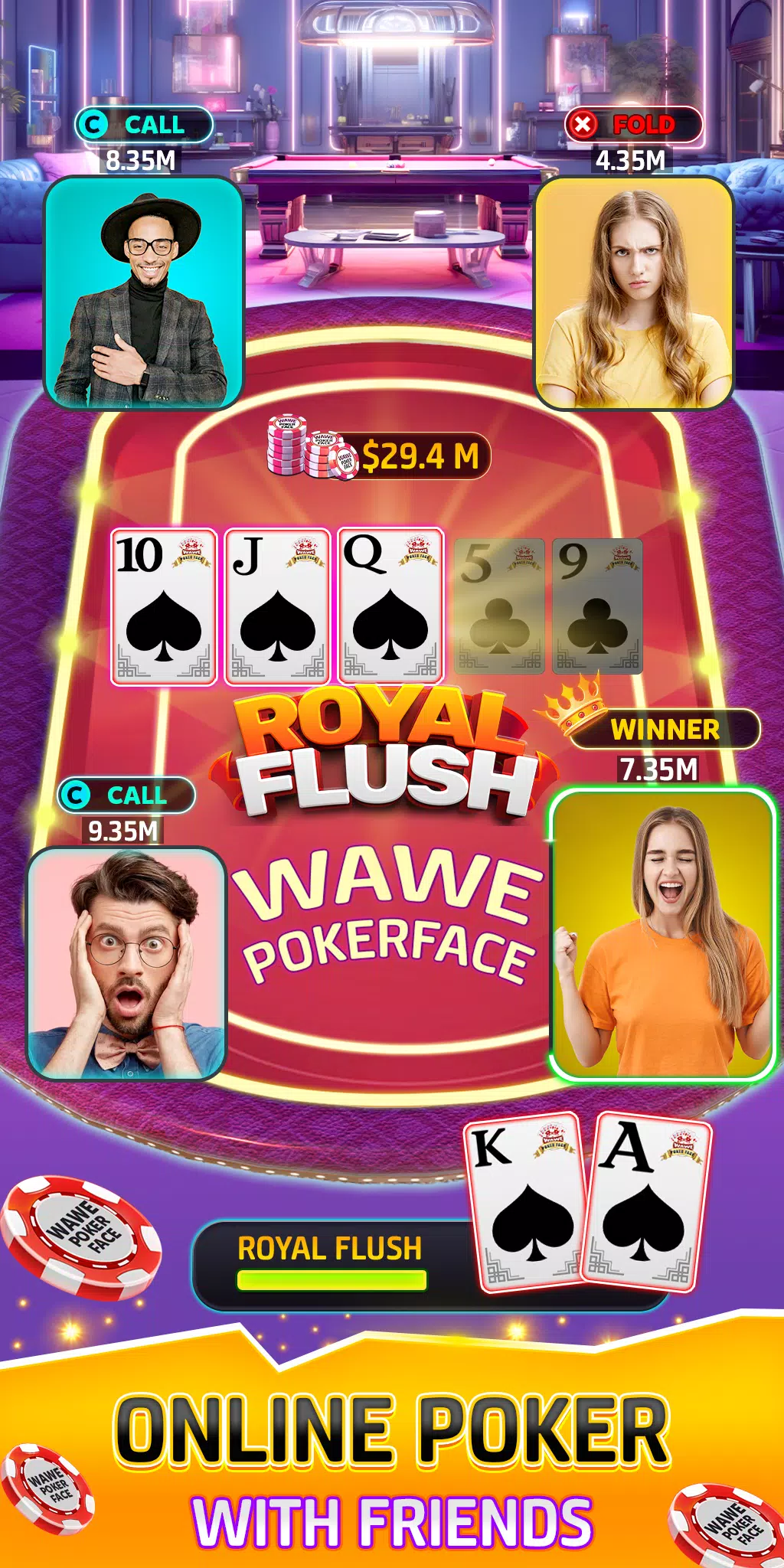 Wawe Poker Face - Holdem Poker স্ক্রিনশট 1