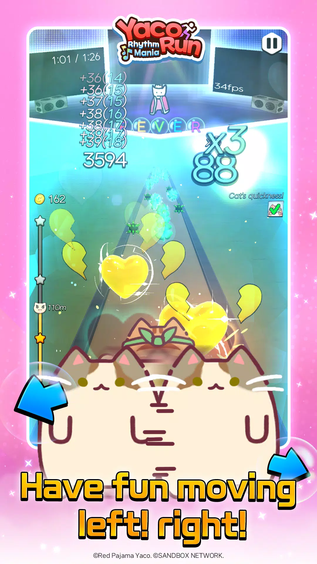 Yaco Run Rhythm - Cat SnackBar Screenshot 1