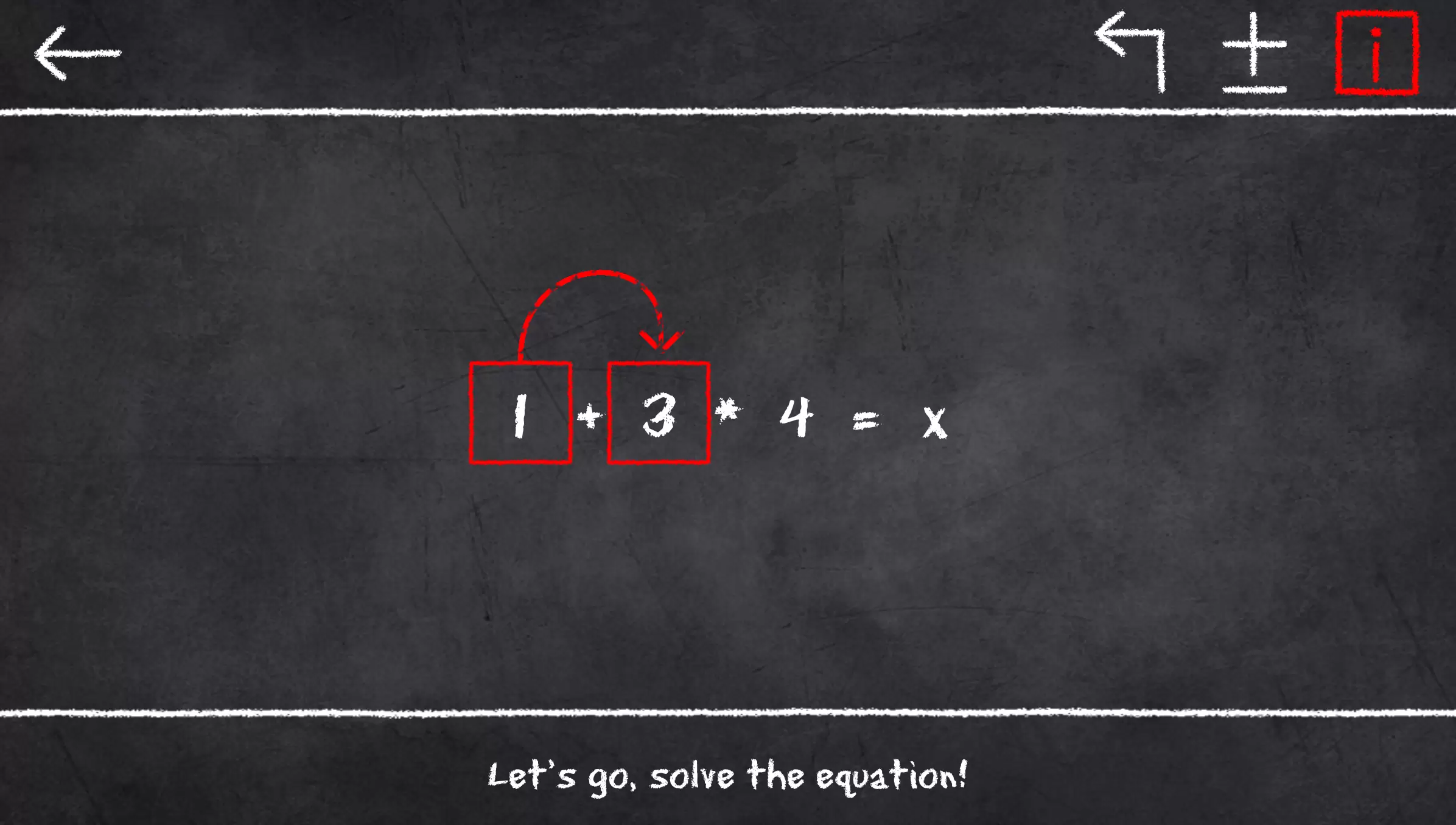 Schermata x=1: Learn to solve equations 2