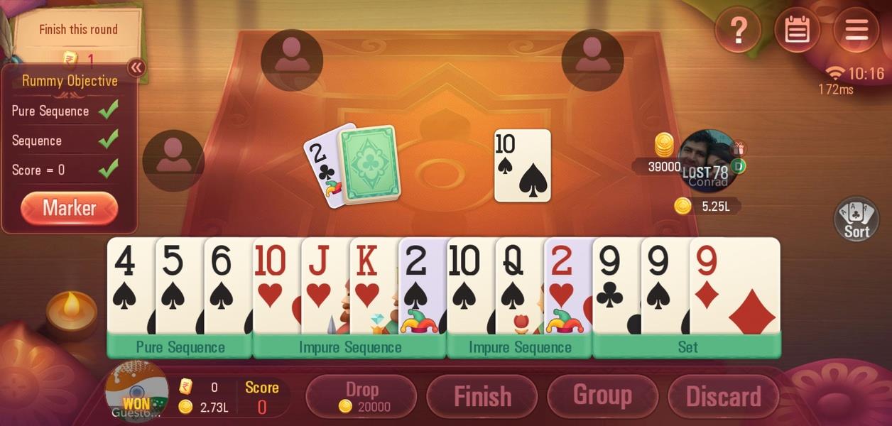 Rummy Plus - Online Indian Rummy स्क्रीनशॉट 1