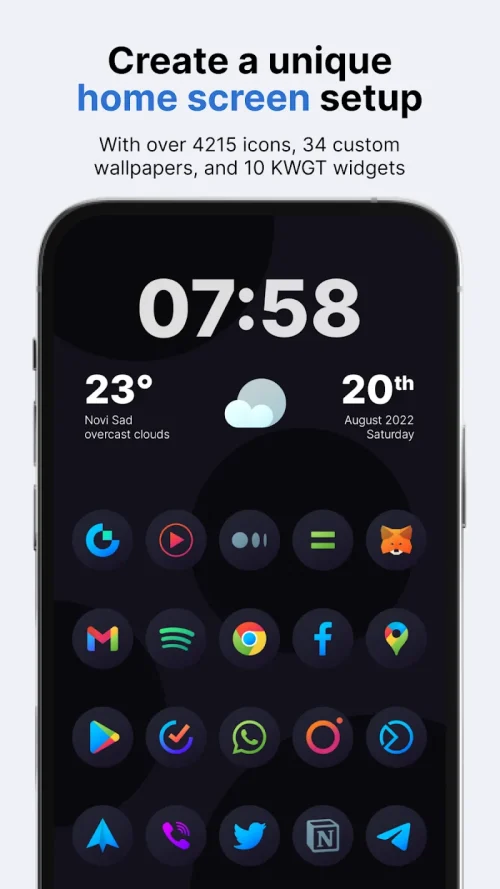 Hera Dark: Circle Icon Pack स्क्रीनशॉट 1