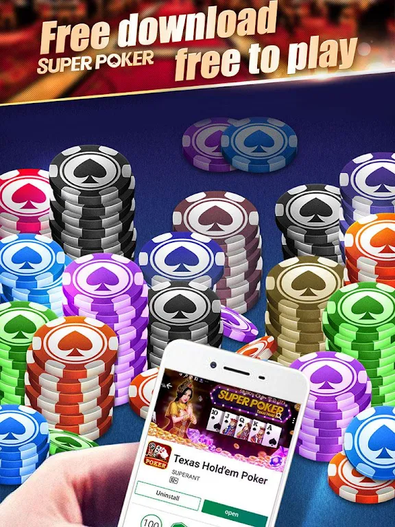 Super Texas Poker--Best Free Texas Hold'em poker Ảnh chụp màn hình 1
