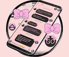 SMS Theme Ribbon Pink messages Captura de pantalla 1