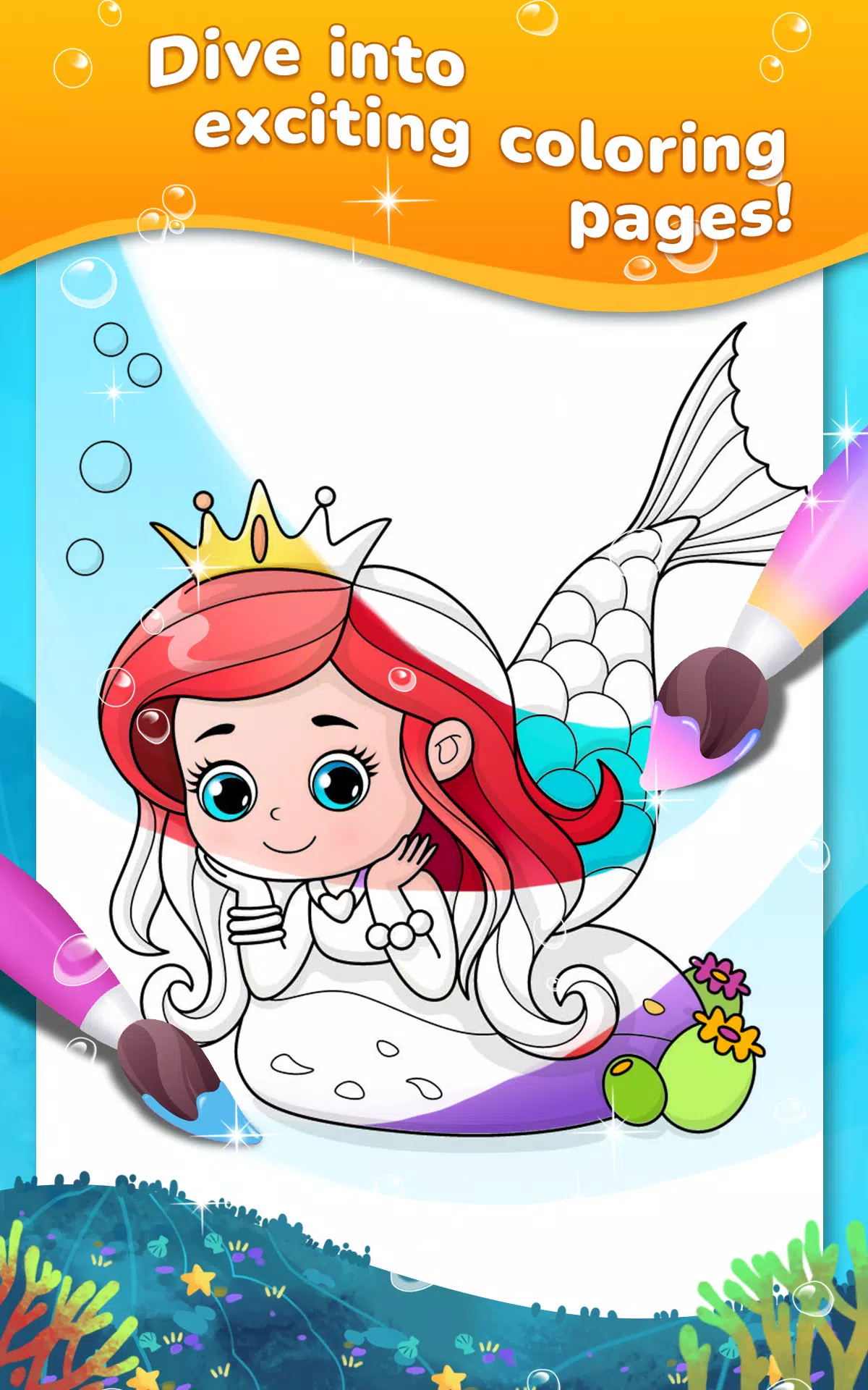 Mermaid coloring book gradient 스크린샷 1