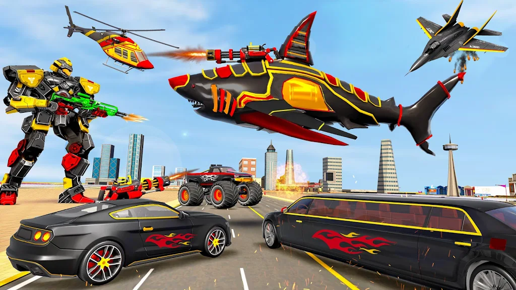 Shark Robot Transform Car Game Ảnh chụp màn hình 1