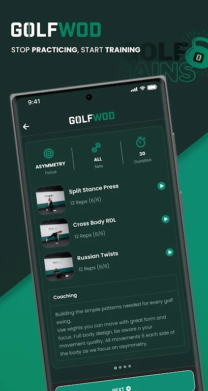 GOLFWOD - Golf Fitness Workout ภาพหน้าจอ 1