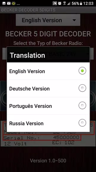 Becker 5Digit Radio Code应用截图第2张