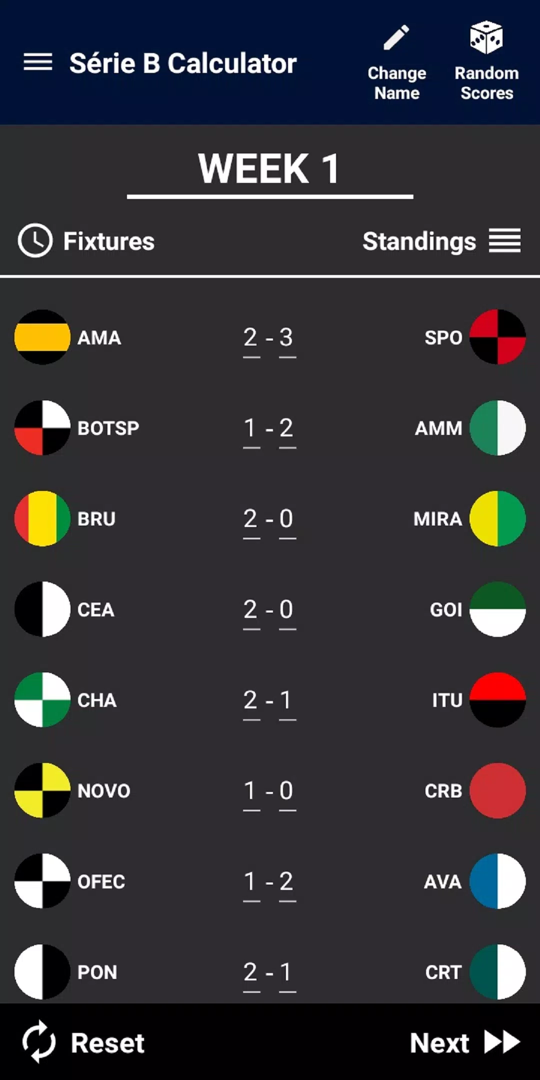 Brasileiro Série B Calculator Schermafbeelding 1