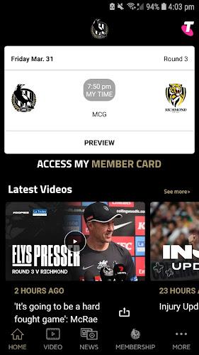 Collingwood Official App Captura de tela 1