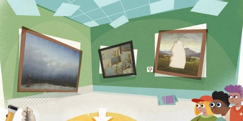 three children admiring an artwork