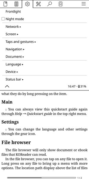 KOReader スクリーンショット 1