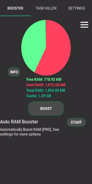 RAM Booster eXtreme Speed Ekran Görüntüsü 1