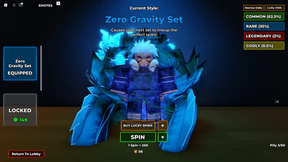 Bản xem trước của thực đơn khả năng trong kinh nghiệm của HAIKYUU LEGENDS ROBLOX