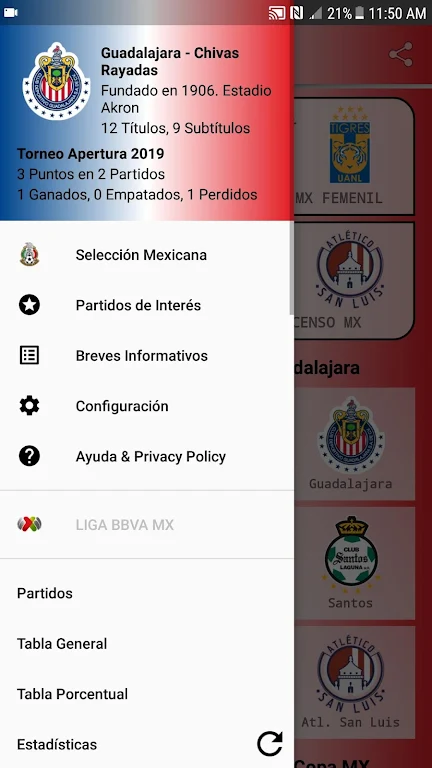 SoccerLair Mexican Leagues应用截图第1张