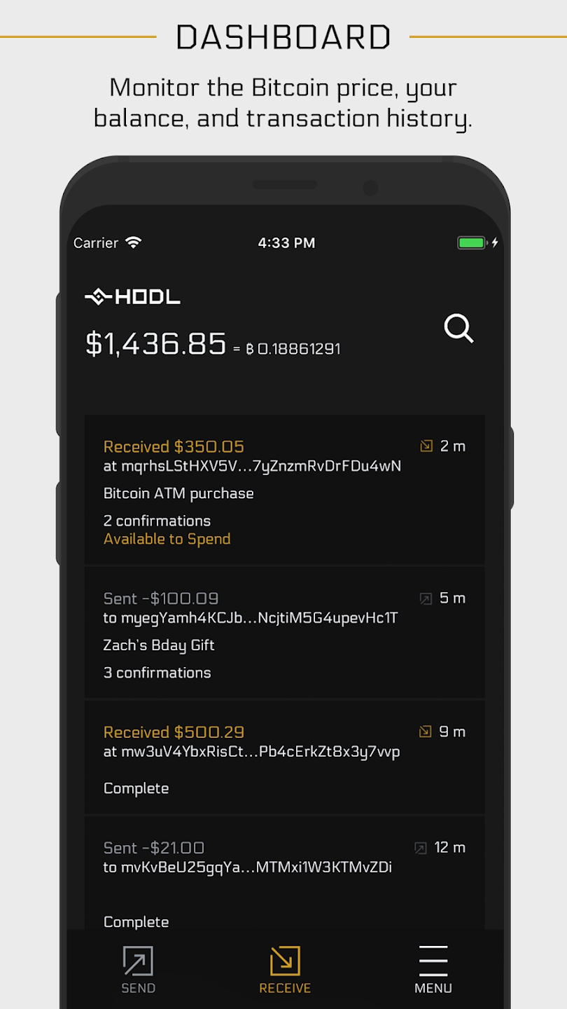 Schermata HODL Wallet 3