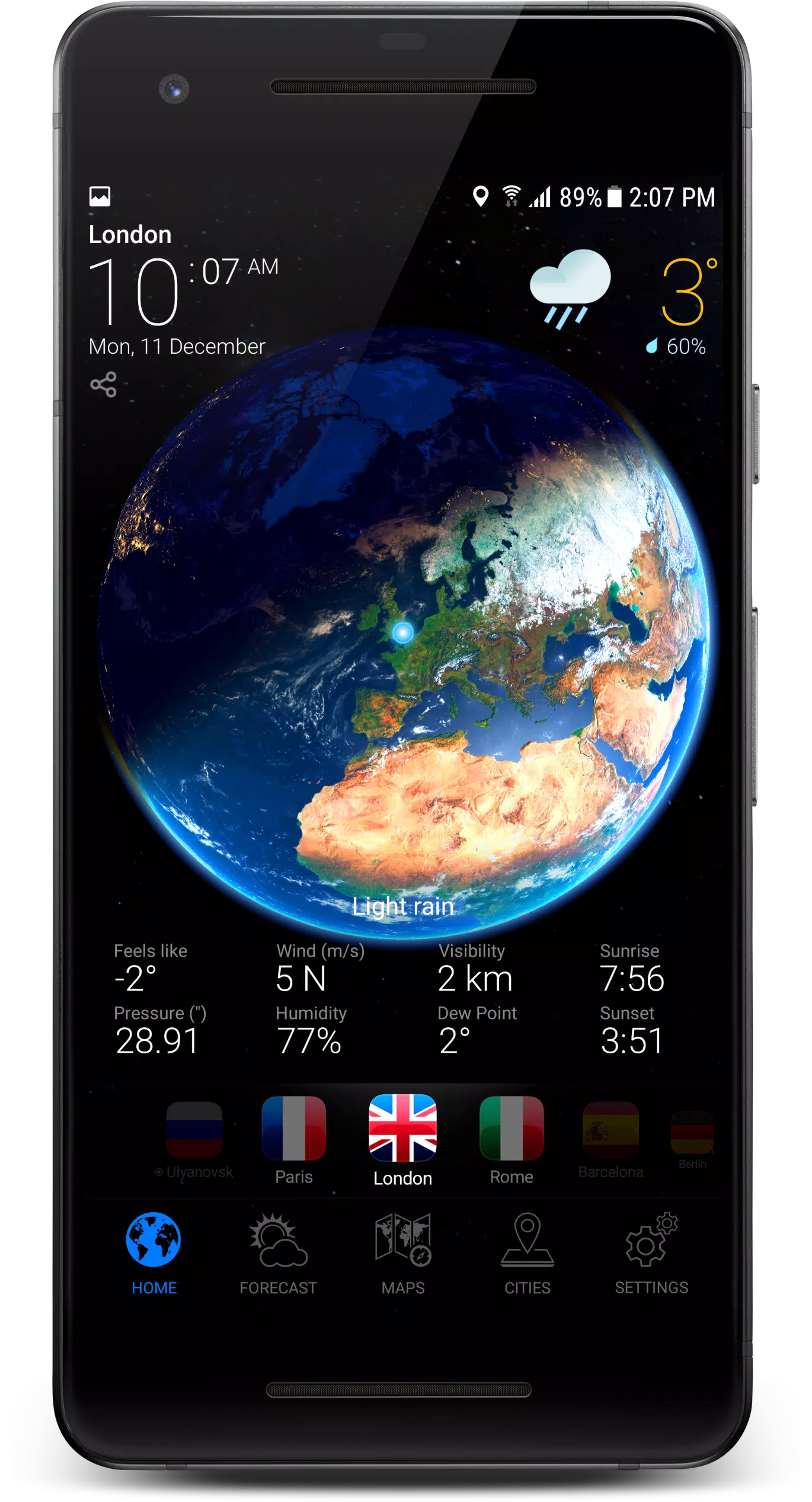 3D EARTH PRO - local forecast Captura de pantalla 1