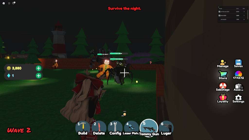 A Basic Defense player is fighting a horde of zombies