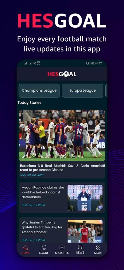 HesGoal - Live Football TV HD Captura de pantalla 1