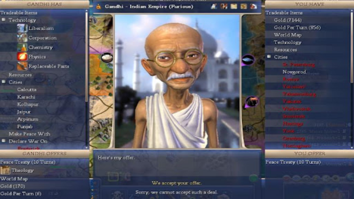 Civ 7 tidak akan mempunyai Gandhi untuk pergi nuklear, tetapi adakah dia pernah?