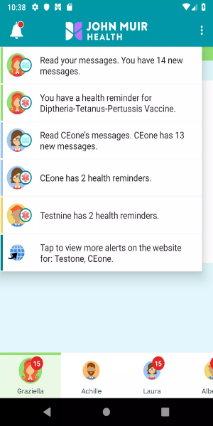 MyJohnMuirHealth app screenshot