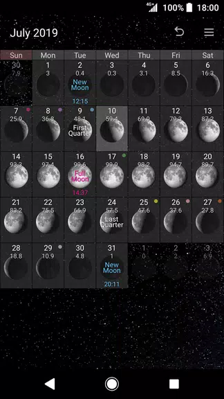 Simple Moon Phase Calendar Captura de pantalla 1