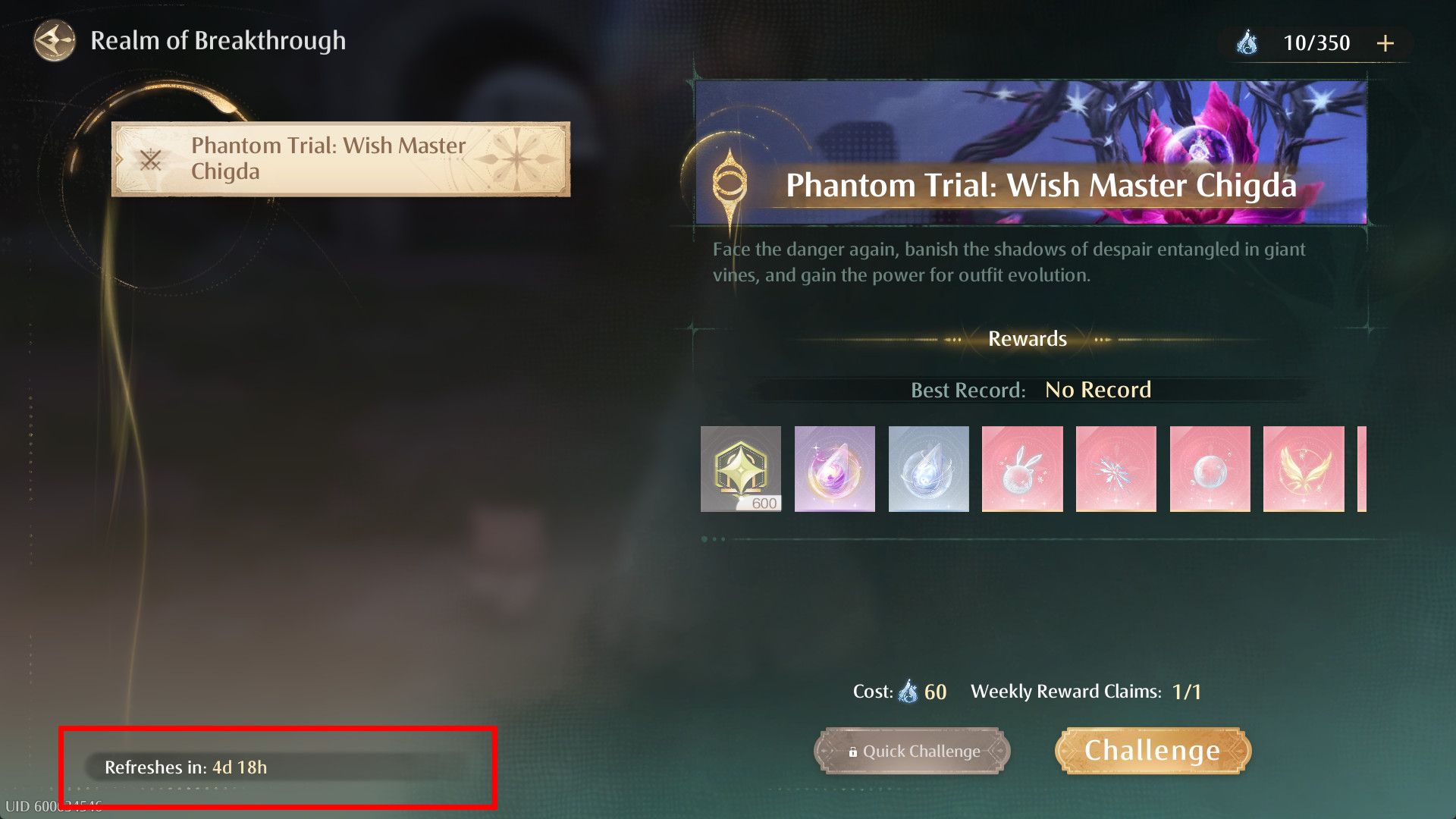 Image: Realm of Breakthrough Reset Timer