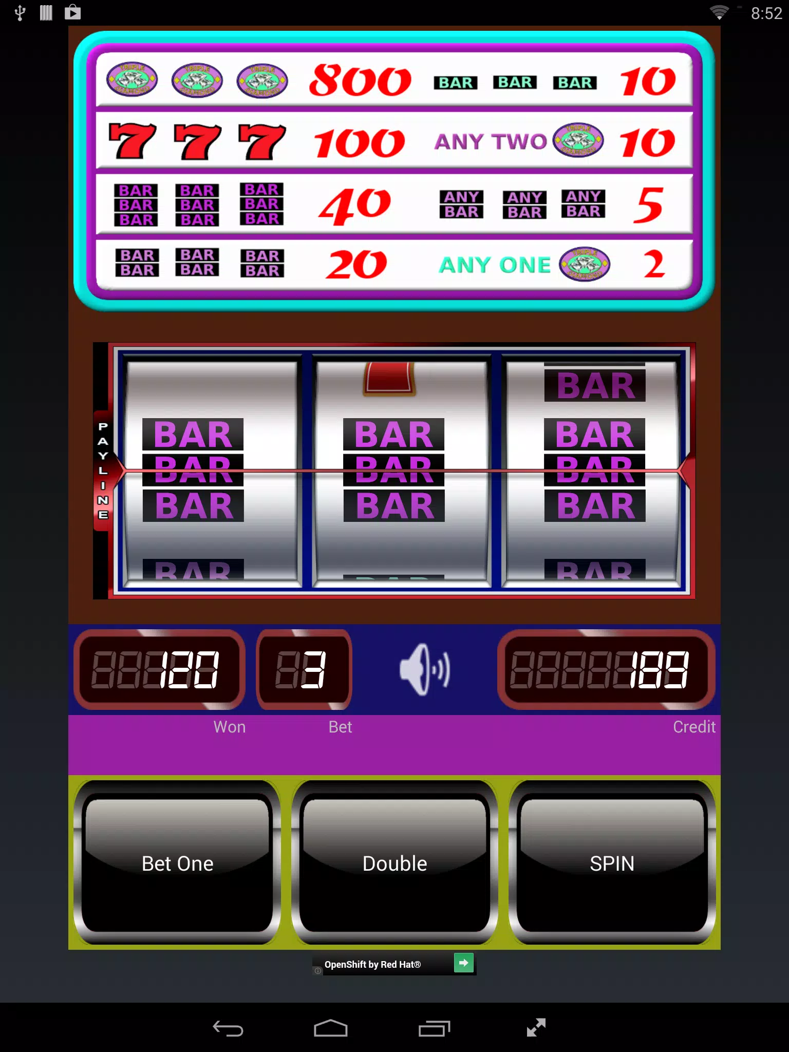 Triple Diamond Slot Machine ภาพหน้าจอ 2