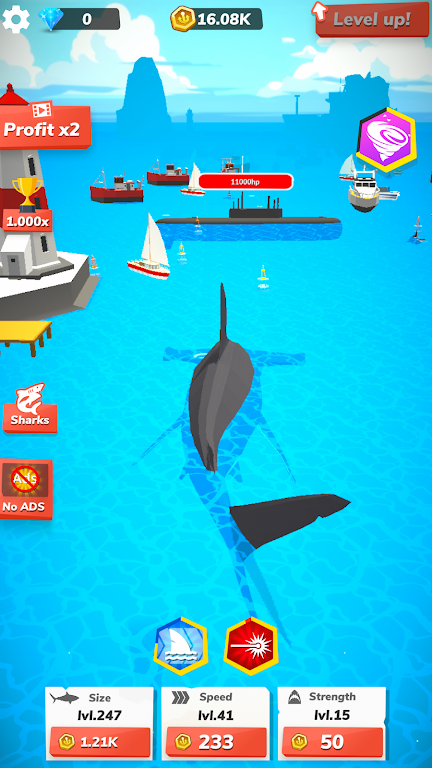 Idle Shark World - Jogo Tycoon Captura de tela 4