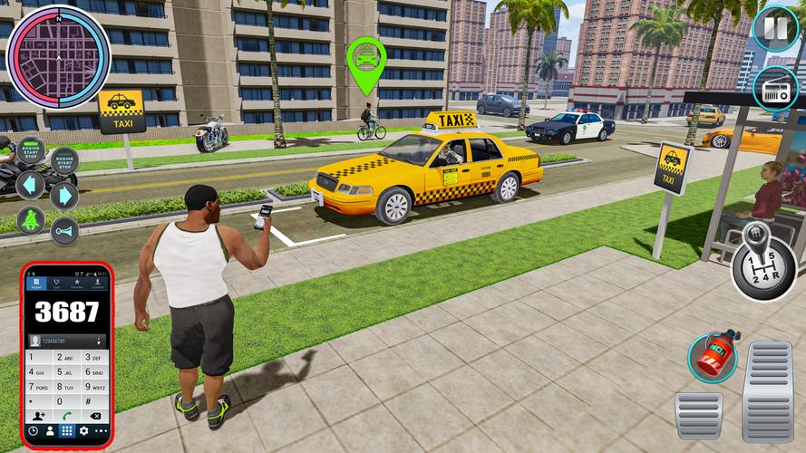 Taxi Traffic Car Racing Games Скриншот 1