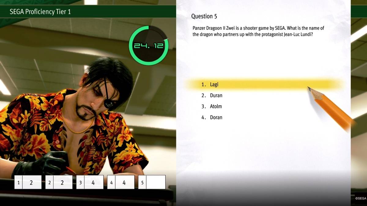 হাওয়াইয়ের পাইরেট ইয়াকুজায় ওনাবারা ভোকেশনাল স্কুলে সেগা দক্ষতা টিয়ার ১ পরীক্ষার একটি উত্তর