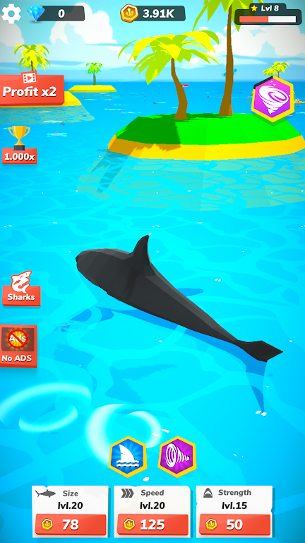 Idle Shark World - Jogo Tycoon Captura de tela 1