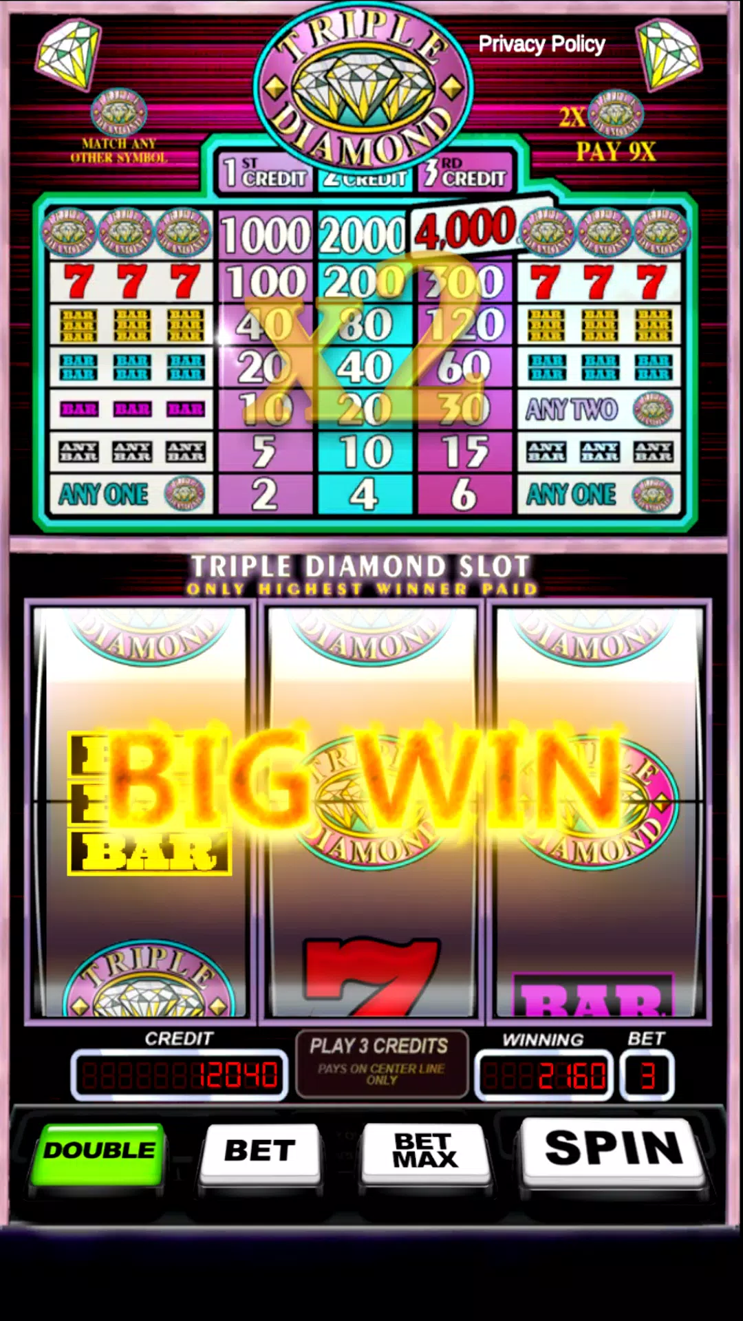 Triple Pay Diamond Slot Capture d'écran 1