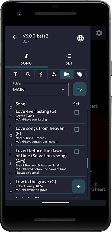 Schermata OpenSongApp - Songbook 1