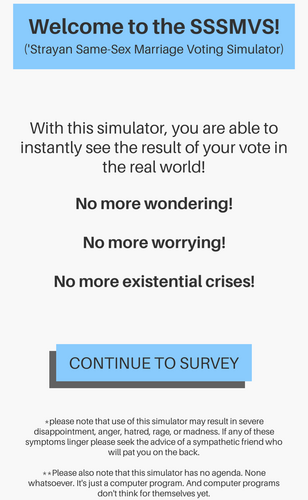 Australian Same Sex Marriage Voting Simulator Screenshot 2