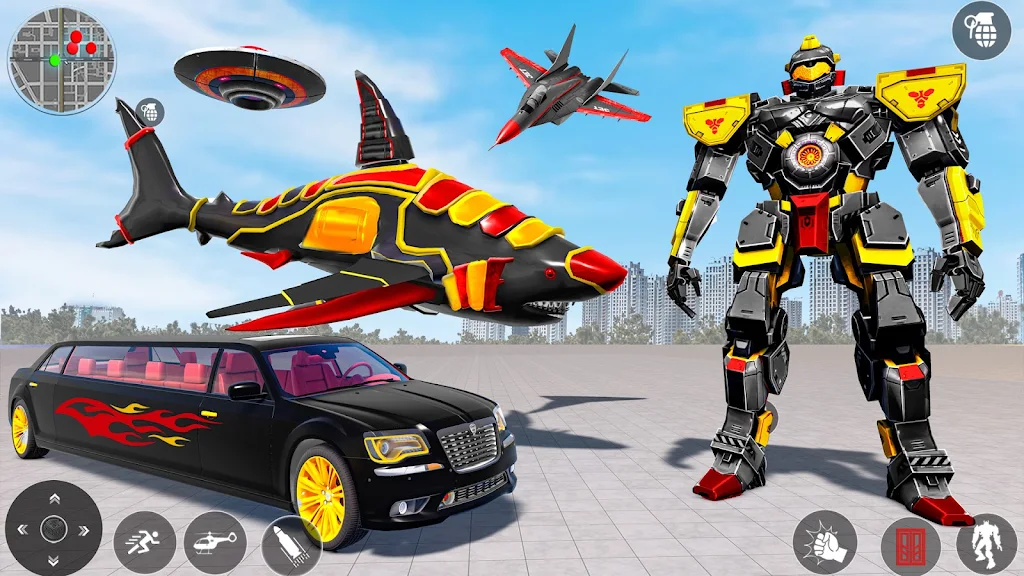 Shark Robot Transform Car Game Schermafbeelding 2