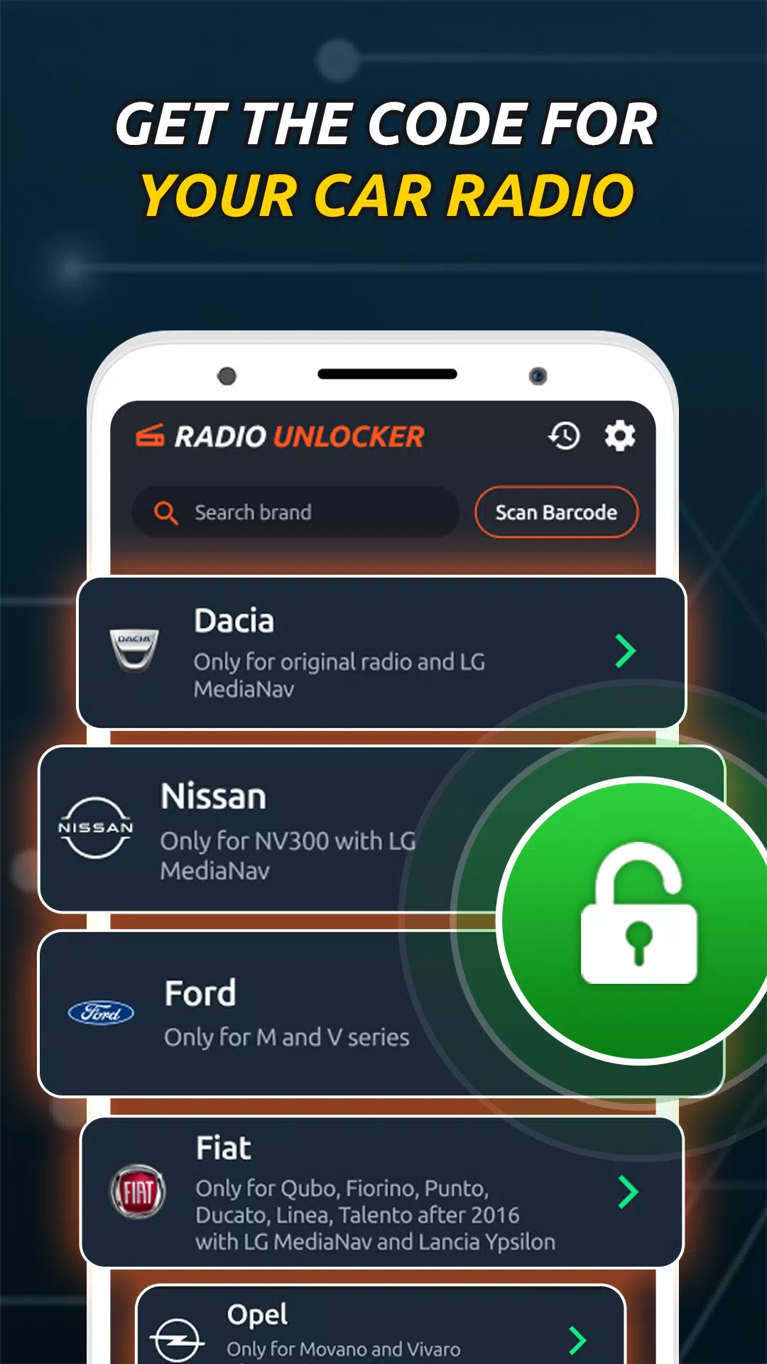 Radio Code Generator Unlocker Schermafbeelding 2