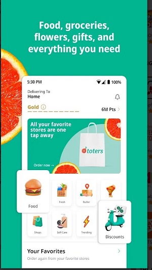 Toters: Food Delivery & More Tangkapan skrin 1
