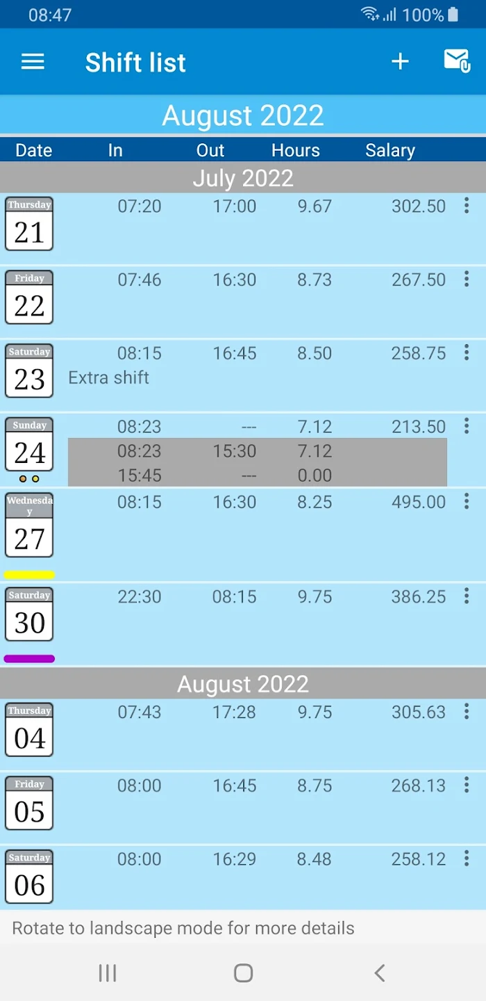 Shift Logger - Time Tracker Captura de tela 1