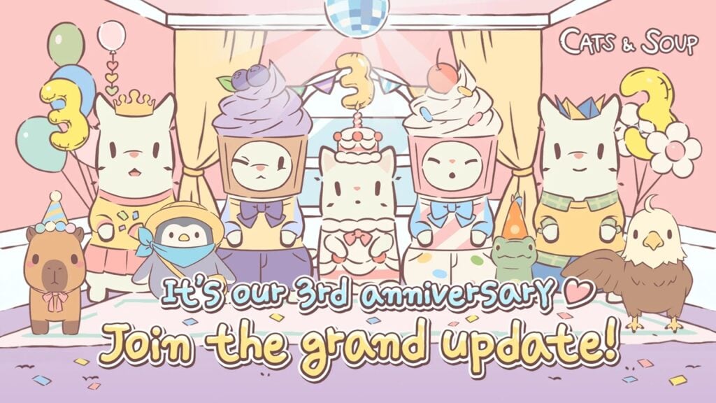 Idle Tycoon Game Cats & Soup festeggia il suo terzo anniversario con i nuovi gatti!