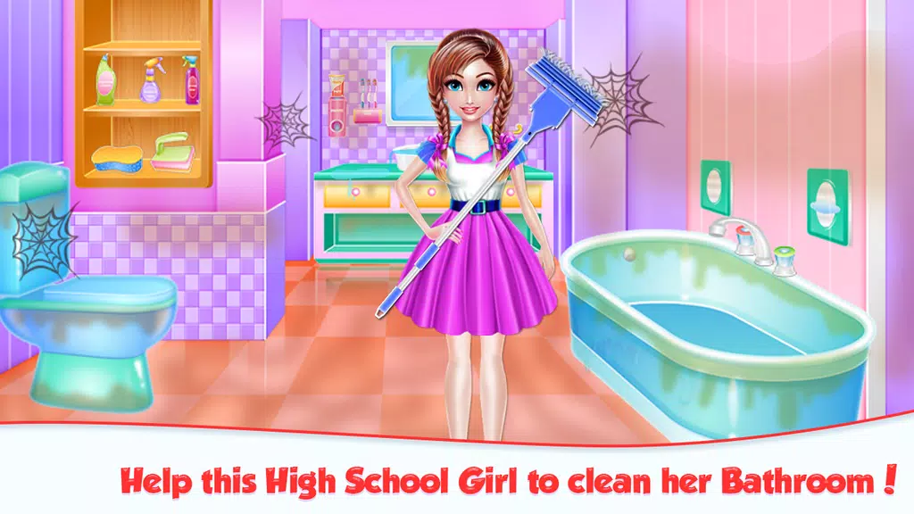 Highschool Girl House Cleaning Screenshot 2