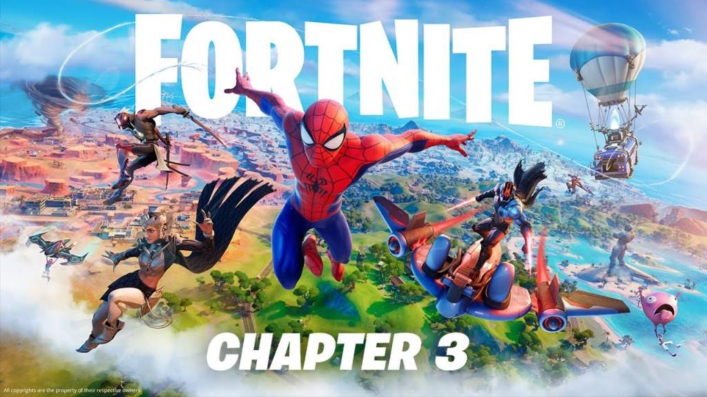 Fortnite Chapter 3 Key Art featuring Spider-Man