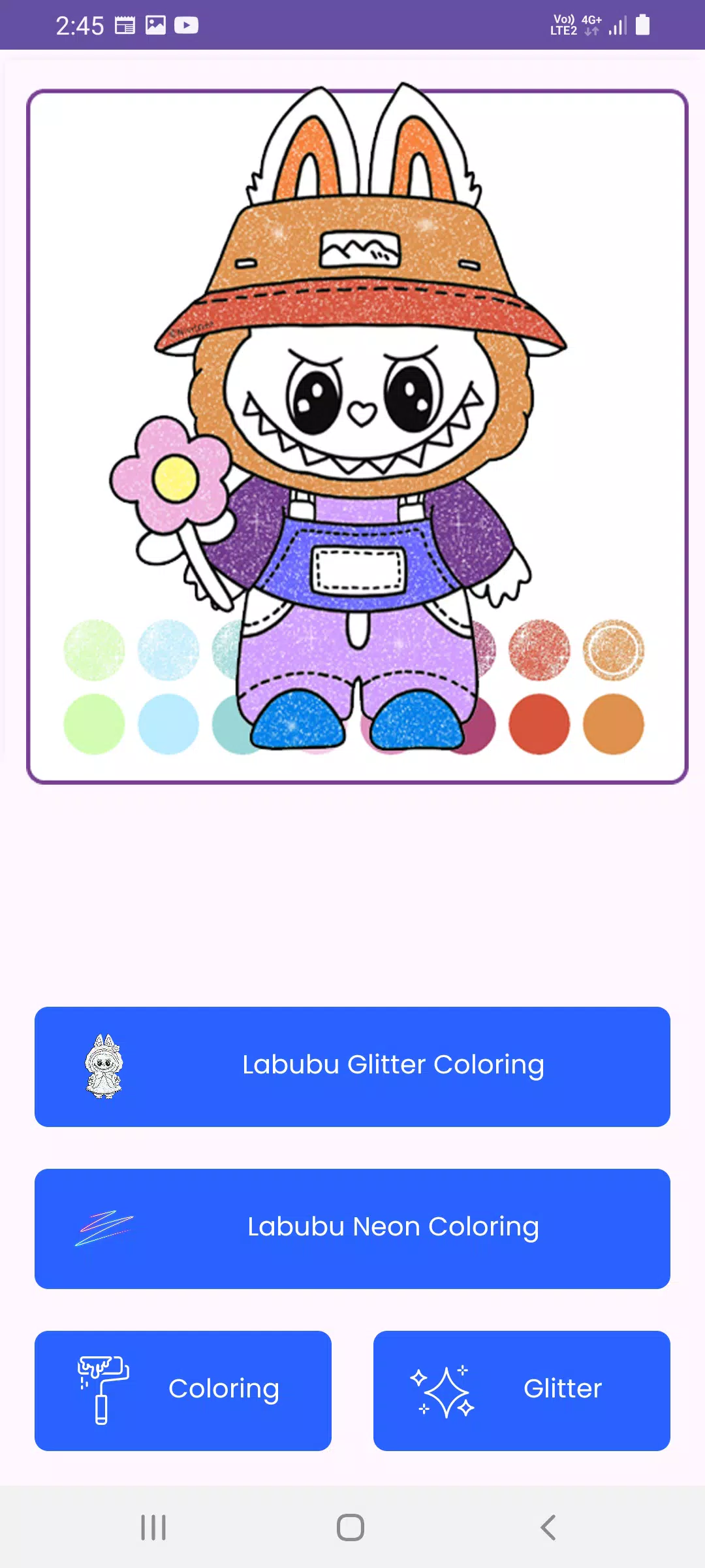 Labubu Glitter Coloring Schermafbeelding 1