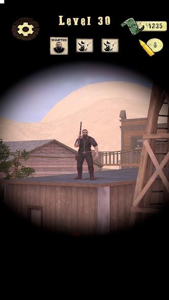 Wild West Sniper: Cowboy War Mod ဖန်သားပြင်ဓာတ်ပုံ 1